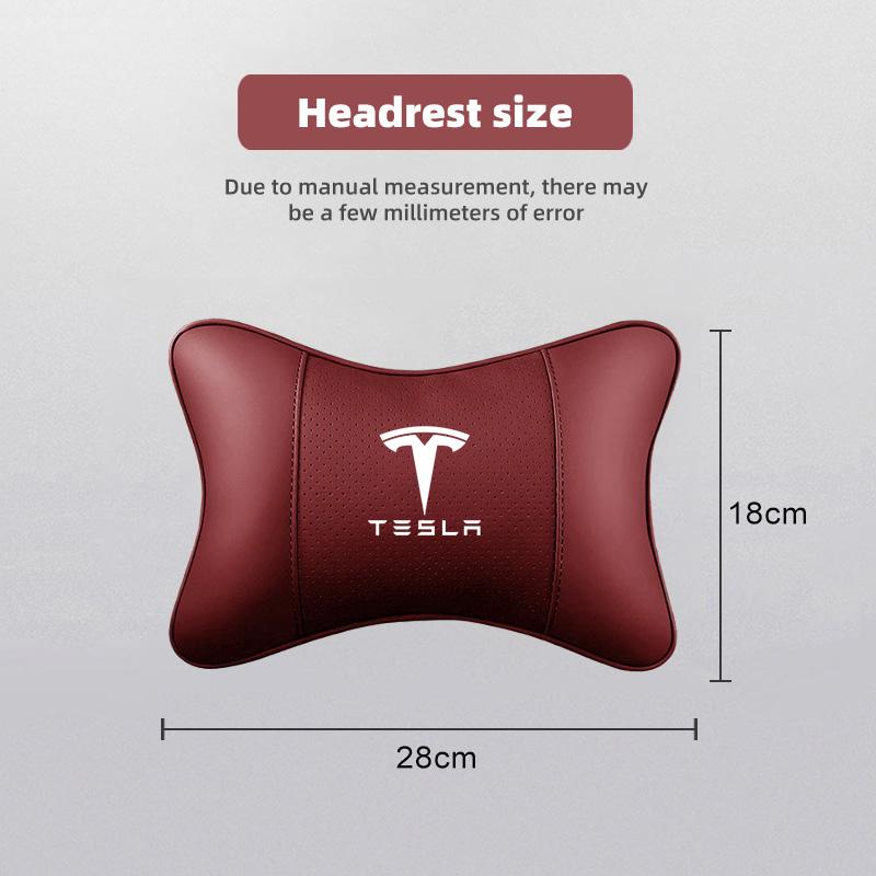 Car Leather Seat Headrest Neck Pillow Head Cushioning Accessories For Tesla Model 3 Model S Model X Model Y Cybertruck Roadster