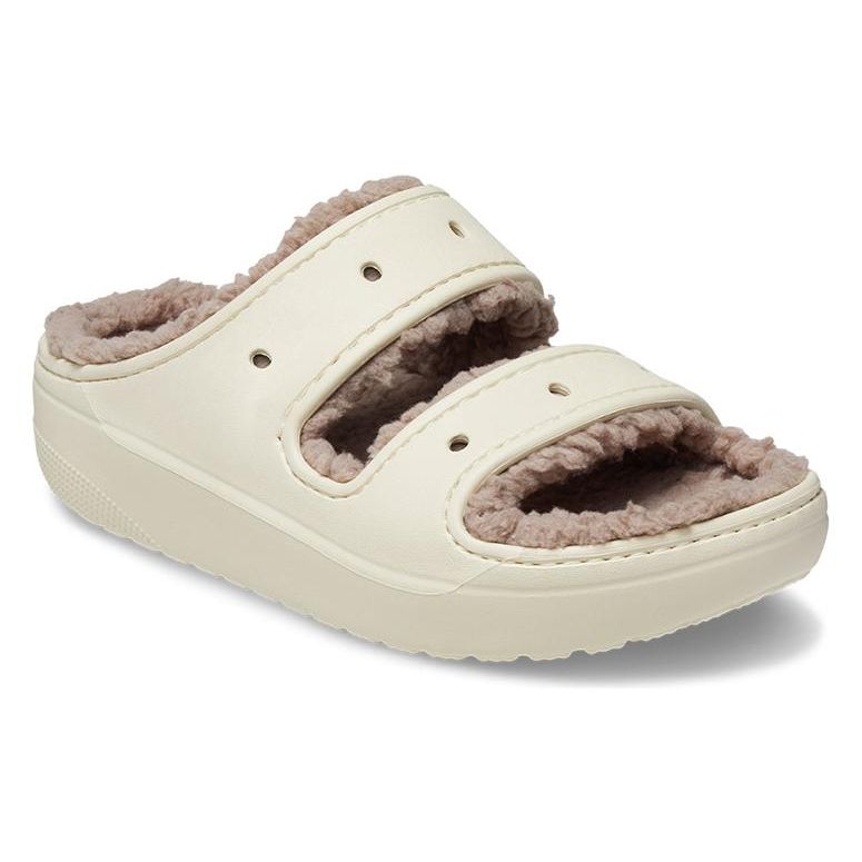 Crocs Classic Fuzzy Slippers Unisex Slippers Bone-White 207446-2YC
