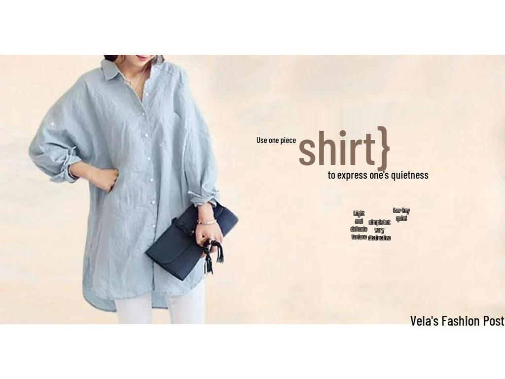 Spring/Summer 2023 Korean Loose Fit Cotton Linen Dress Shirt (Plus Size Available)