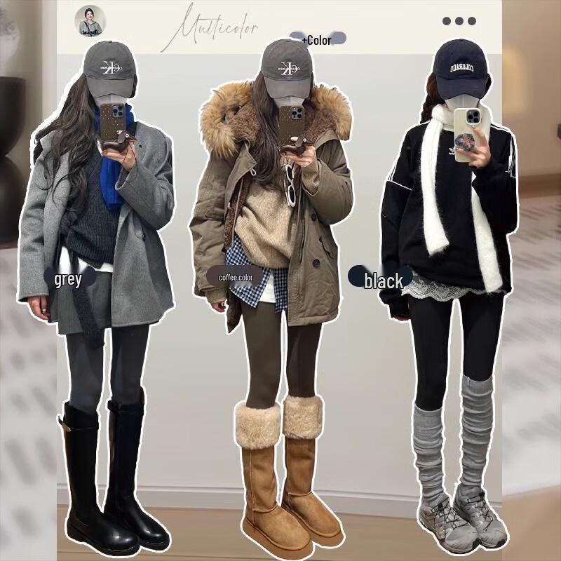 Langsha Women's Winter Alpaca Fleece Lined High-Waist Slimming Leggings