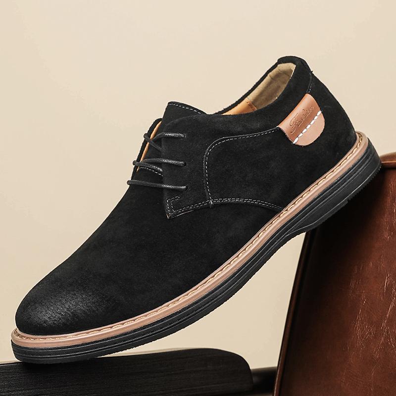 Zapatos Oxford clásicos de cuero genuino para hombres, zapatos planos, zapatos casuales de cuero de ante cómodos, mocasines, zapatos de negocios para hombre