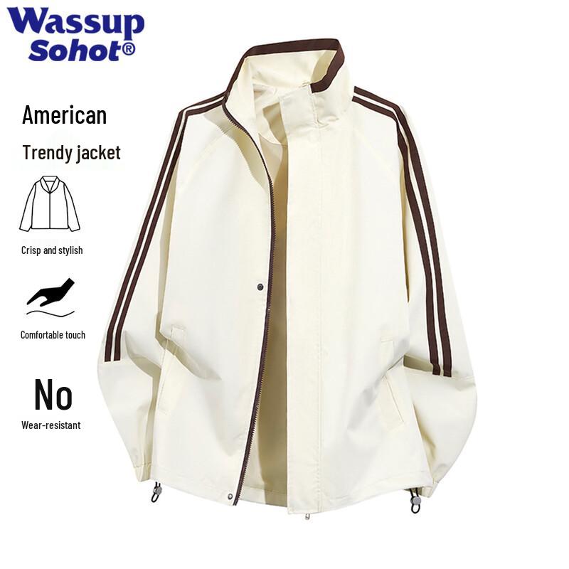 Wassup Sohot Men s Striped Color-Block Workwear Jacket XL