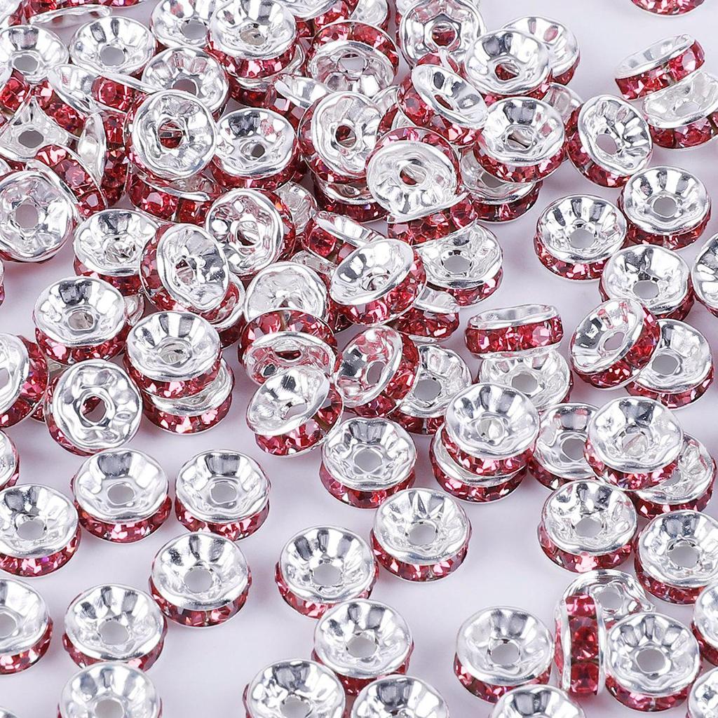 50 Pcs Electroplated Colorful Diamond Spacer Beads for DIY Jewelry, Iron Material