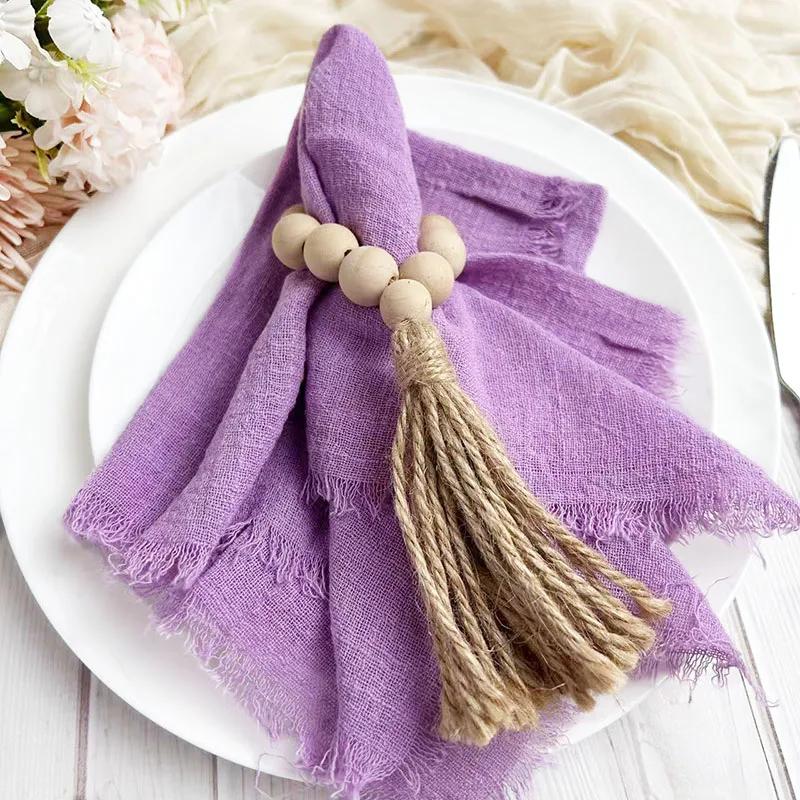 50PCS Wholesale Gauze Cotton Napkin 32x32cm Baby Blue Tea Towel Reusable Wedding Party Christmas Table Decor Burrs Napkins