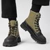 Grüne Canvas Herren Stiefeletten Mode Schnürstiefel Motorradstiefel Mann Werkzeugstiefel Herbst Rutschfest Cowboy Plateau Stiefel Für Mann