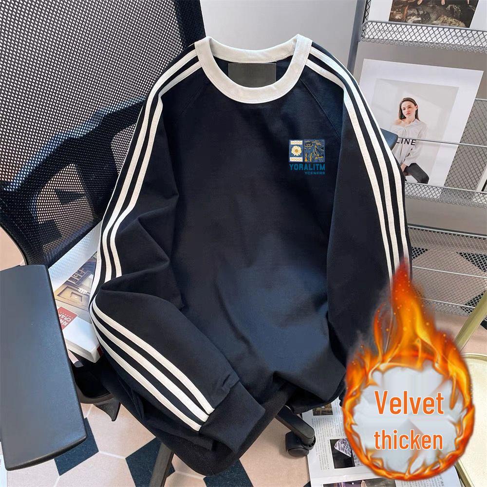 

Модный женский свитшот в американском ретро-стиле в полоску с длинным рукавом в стиле колледжа, коллекция Осень 2024. XXL