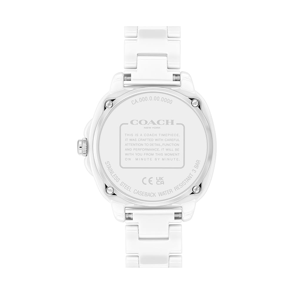 Coach KITT Ladies Watch White Dial Ceramic Band 14504401