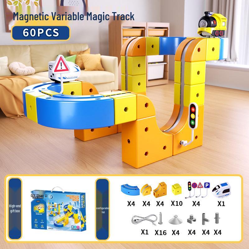International Children's Educational Magnetic Building Blocks High-speed Rail Toy Train.