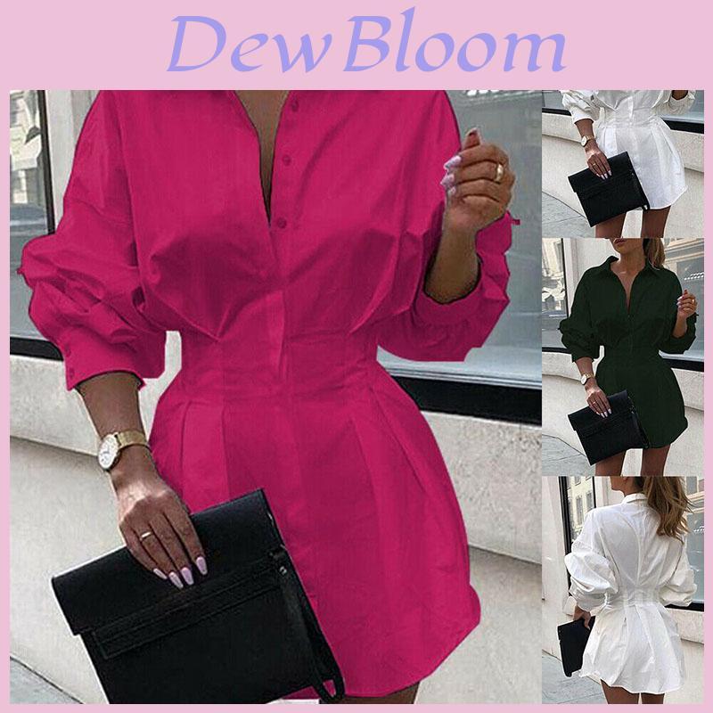Elegante Abito Camicia da Donna a Maniche Lunghe Mini Abito con Vestibilità Comoda e Design alla Moda