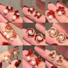 Natural Freshwater Pearl Earrings, Red Pearl Earrings, Autumn and Winter High-end Feeling, New Year Earrings