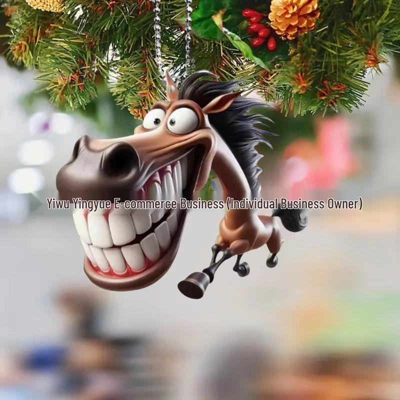 Креативный мультяшный конь, акриловый кулон - 2D украшение для салона автомобиля и брелок