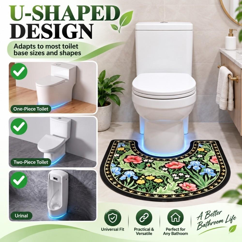 Non-slip Bathroom Floor Rug Absorbent Bath Mat Practical Toilet U-shaped Mat Household