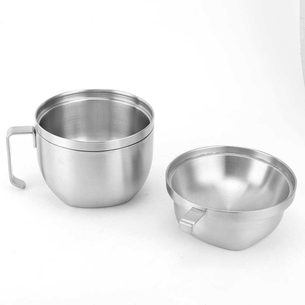 Noodle Bowl Double Layer Stainless Steel Household Soup Bowl Tableware with Cover for Home