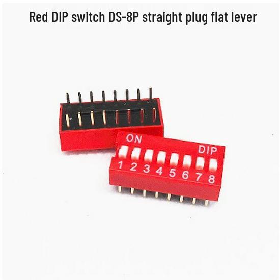 Red DIP Switch, 2.54mm, 1-12 Positions, Through-hole, Flat Actuator
