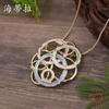 New Enamel Color Hollow Geometric Round Exaggerated Pendant, Personalized Ring Women's Versatile Necklace