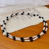 Vintage Natural Black Agate Artificial Australian White Pearl Sweater Chain Necklace Collarbone Chain