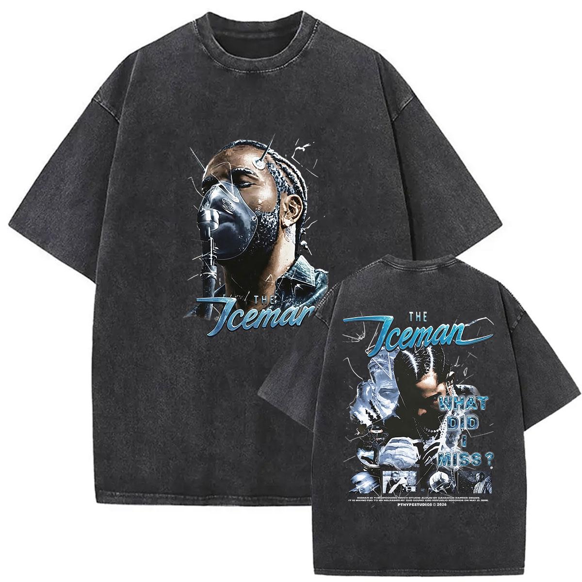 Vintage Washed Drake Iceman What Did I Miss? Album 2026 Merch T-Shirt Rap Men s Fashion Pop Fans Short Sleeve T Shirt Streetwear S разноцветный