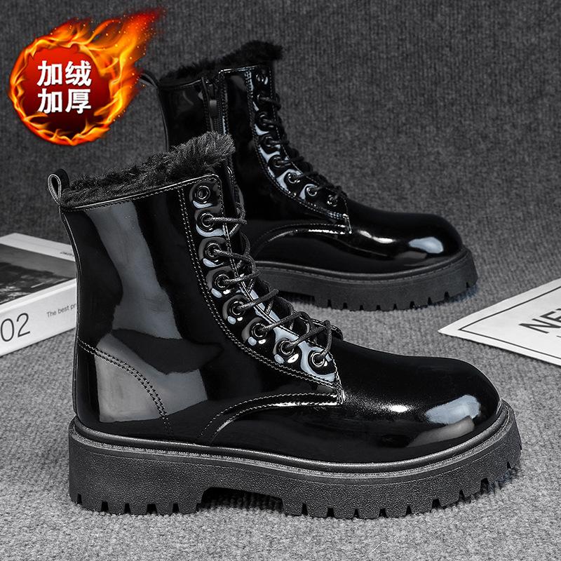 

Winter new men s casual high-top velvet large-size sports Martin boots outdoor snow cold-proof and warm men s boots 37