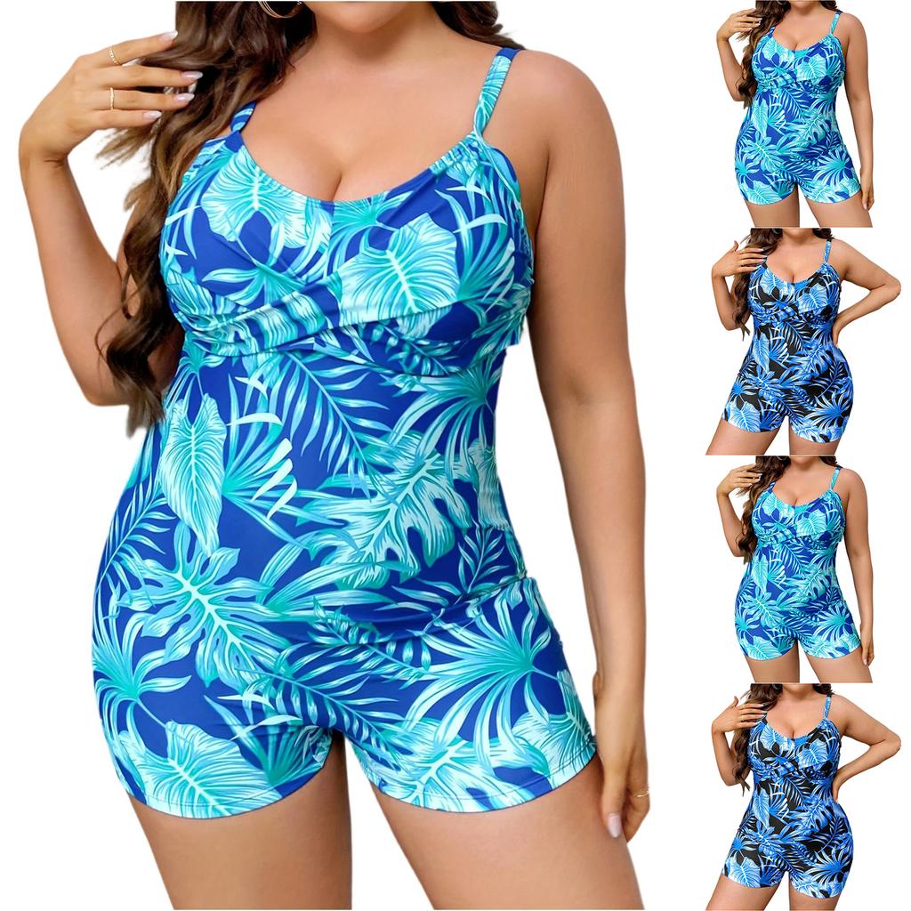 Plus Size Women's One Piece Swimsuit Skirted Swimwear with Shorts Style Coverage Suitable for Pool Beach and Water Activities