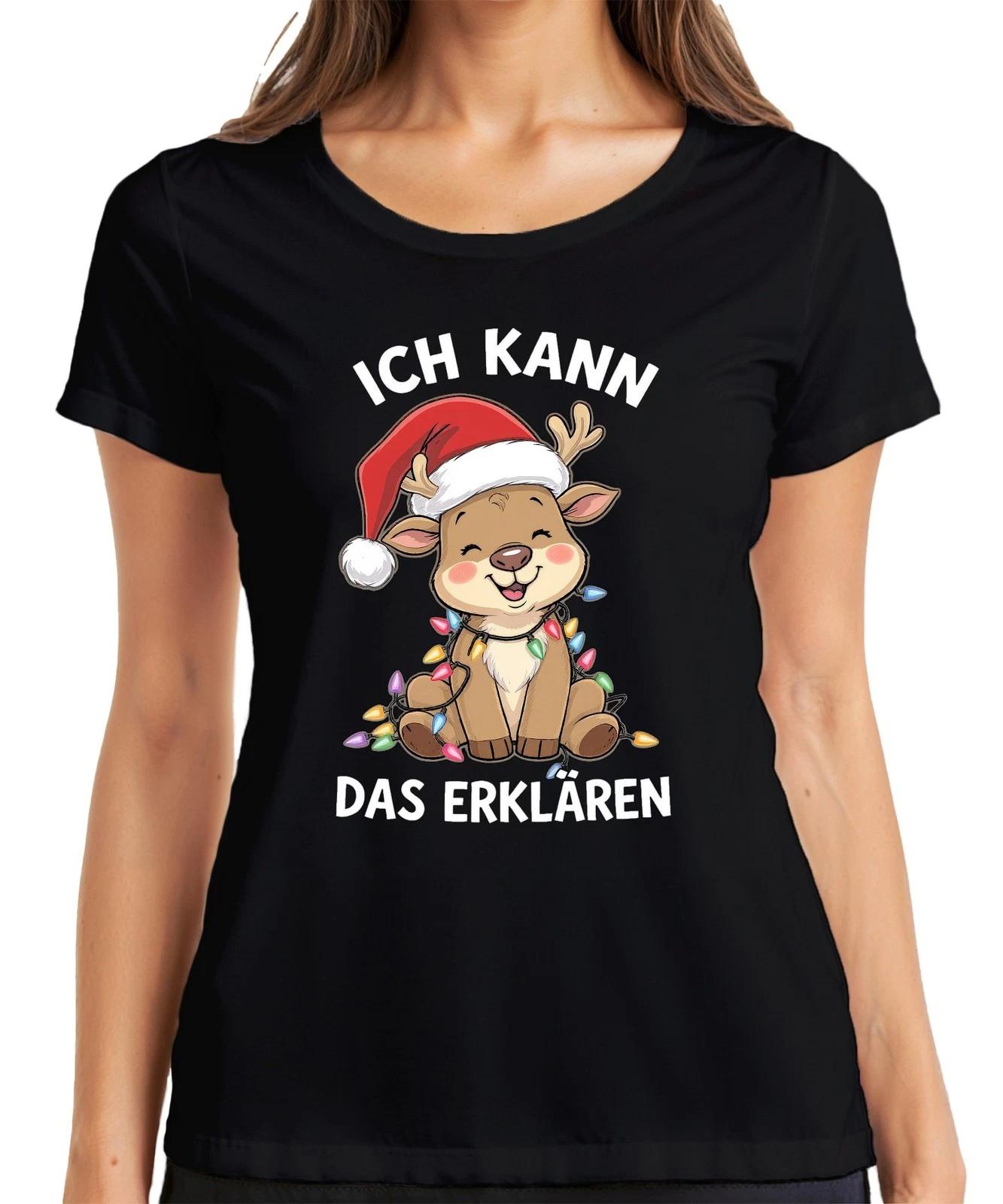 Ich kann das erklären Rentier Weihnachten Lichter Niedlich Lustig Damen T-Shirt L