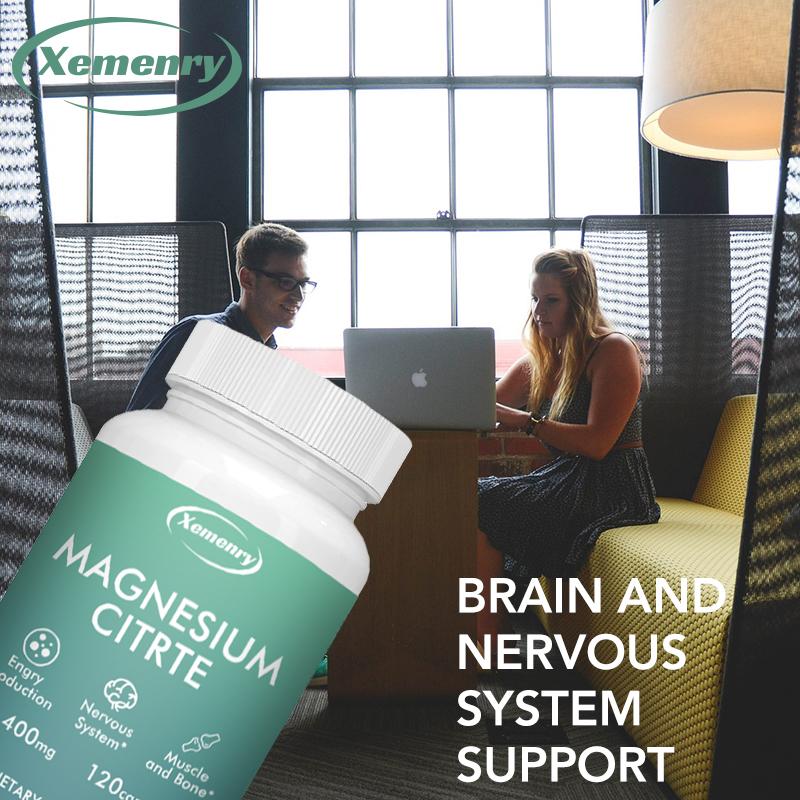 Magnesiumcitrat 400 mg, 120 Kapseln — Gentechnikfreie und glutenfreie Formel
