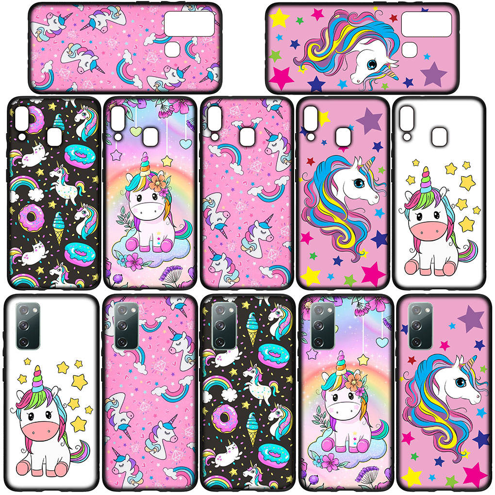 Phone Case for Samsung Galaxy S25 S24 S23 iPhone 16 15 Xiaomi Redmi Note 14 13 12 16E X 11 Pro Max OPPO Moto G85 G54 Huawei Pink Unicorn Horse Cover