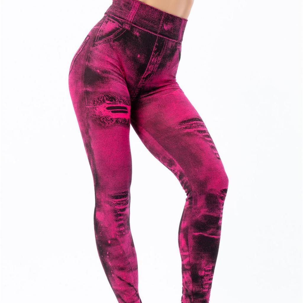 Sexy Imitation Jeans Leggings High Waist Pants Fitness Slim Sport Push Up Leggings for Women