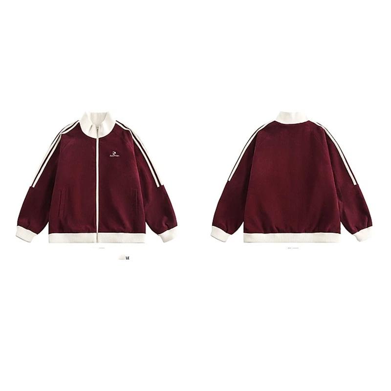 Women's Contrast Trim Striped Sleeve Zip Up Jacket