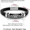 Edelstahl Schwarzes Leder Armband Herren Schmuck mit Anhänger für Herren