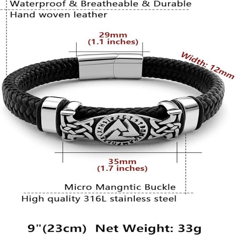 Edelstahl Schwarzes Leder Armband Herren Schmuck mit Anhänger für Herren