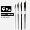 4pcs Nylon Squirrel Hair Brushes Angular Professional Artist Brushes Mixed Bristle Paint Brushes Comfortable For Oil Painting