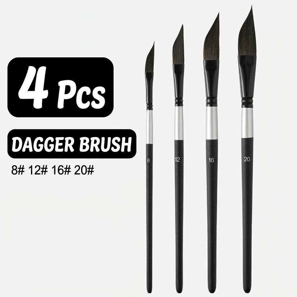 

4pcs Nylon Squirrel Hair Brushes Angular Professional Artist Brushes Mixed Bristle Paint Brushes Comfortable For Oil Painting