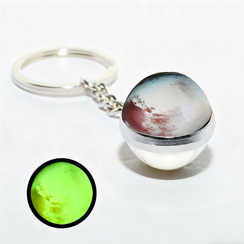 1PC Round Luminous Pendant with Ring Graduation Gift Planetary Earth Keychain Car Glow-in-the-Dark Durable Dual-Sided Cute