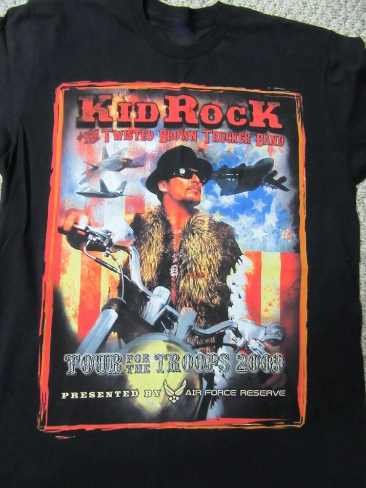 

Vtg Kid Rock TOUR TROOPS Heavy Cotton Unisex Tee Black Shirt Unisex T-Shirt L