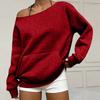 Women's Casual Fashion Solid Color Off-shoulder Long-sleeved Loose Sweatshirt With Pockets