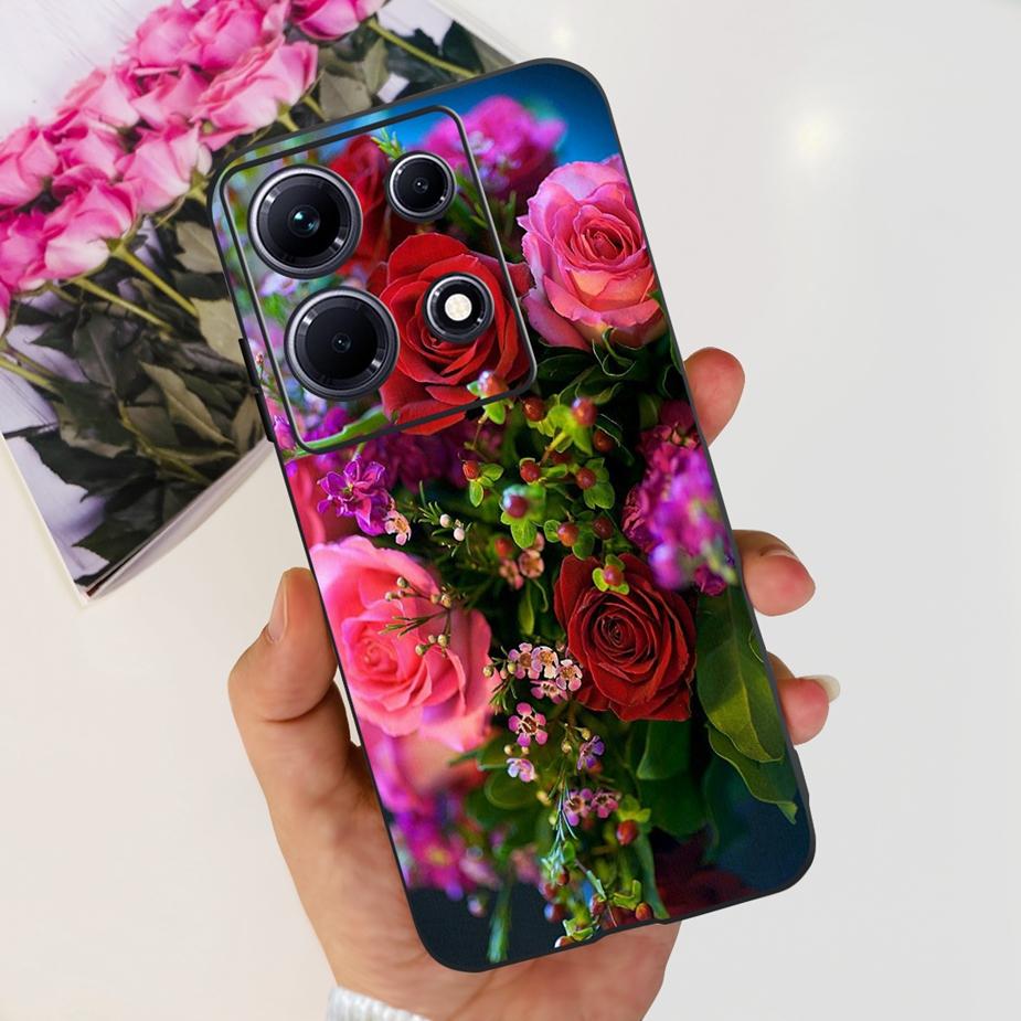For Infinix Note 30i Case X6716 Stylish Cat Flowers Painted Cover Soft Silicone Phone Case For Infinix Note 30 Pro Note30 Bumper