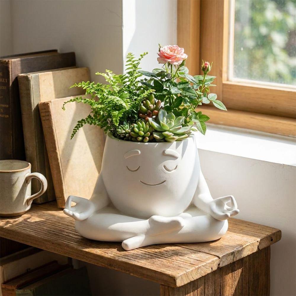 Sitting Posture 3D Printed Yoga Face Planter Novelty Gift Unique Figurine Succulent Flower Pot Ornaments Handicrafts