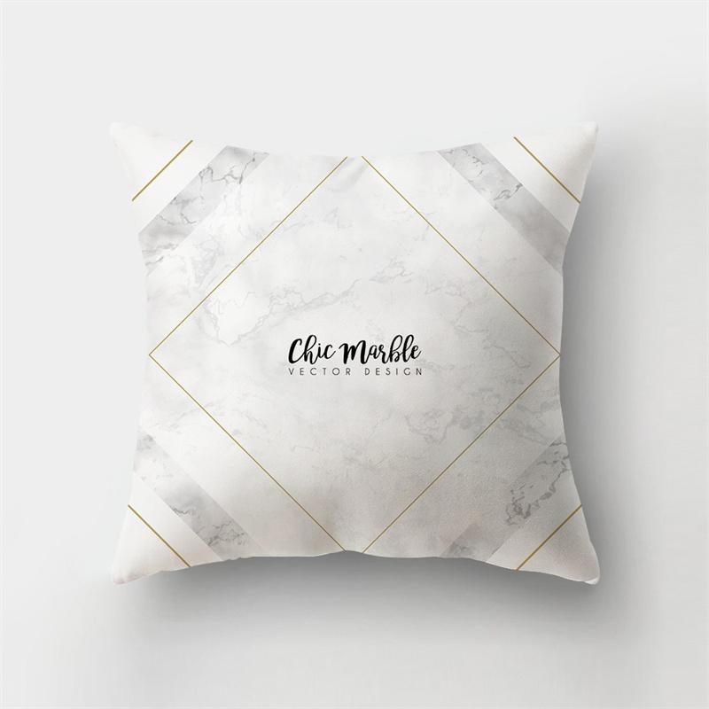45x45cm Abstract Geometric Print Cushion Cover Marble Pillow Cover Polyester Short Plush Patchwork Sofa Home Decor Cushion Cover