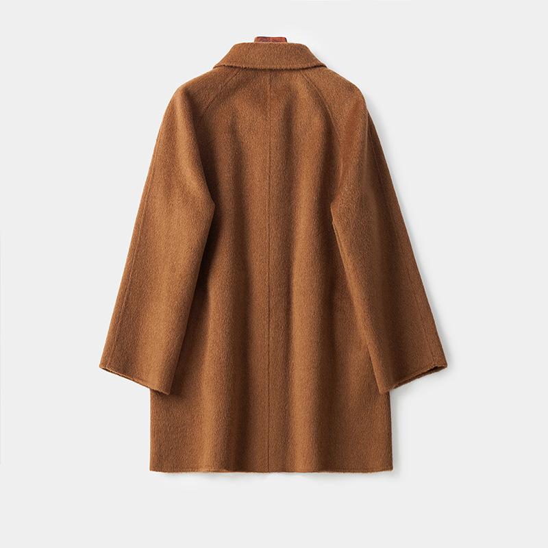 New high-end hand-sewn medium and long double-sided cashmere coat femininity fashion loose thickened wool coat