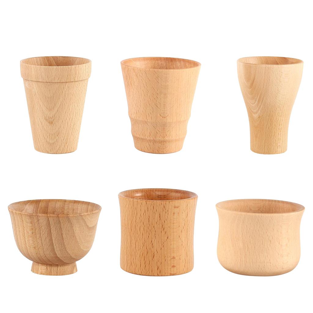Natural Wooden Tumbler Tea Cup Beech Wood Mug Party Light Brown - ml