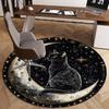 Black Cat On Moon Round Rug Fantasy Night Sky Starry Pattern Bedroom Floor Decor Mystical Animal Art Soft Carpet