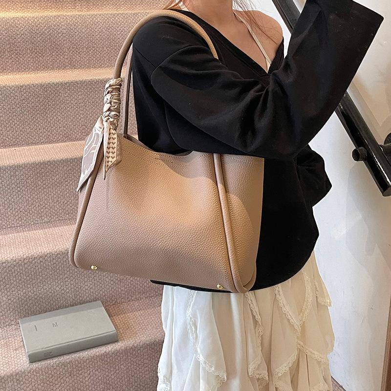 Retro einfache Handtrage Eimertasche Damen neue Textur Schultertasche lässige Mode Gemüsekorb Tasche