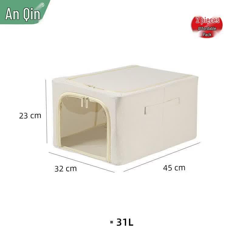 Anqin 31L Fabric Storage Boxes with Double-Opening Windows, 2-Pack