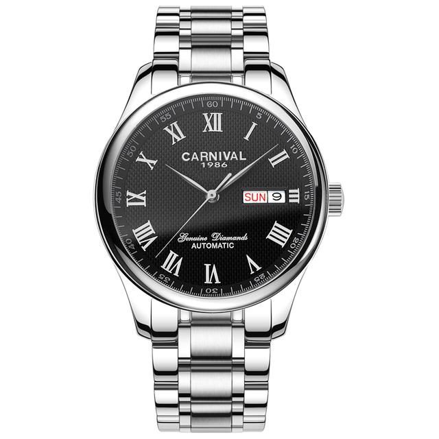Carnival Brand Luxury Watches for Man Fashion Waterproof Men's Gold Silver Calendar Automatic Mechanical Wristwatch Reloj Hombre