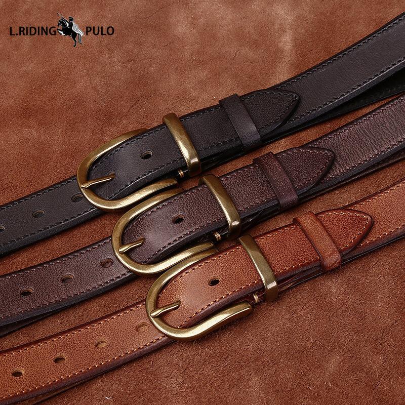 Módní Osobnost Pravá Kůže Pás Retro Kolíčková Spona Ležérní Univerzální Kalhotový Pás