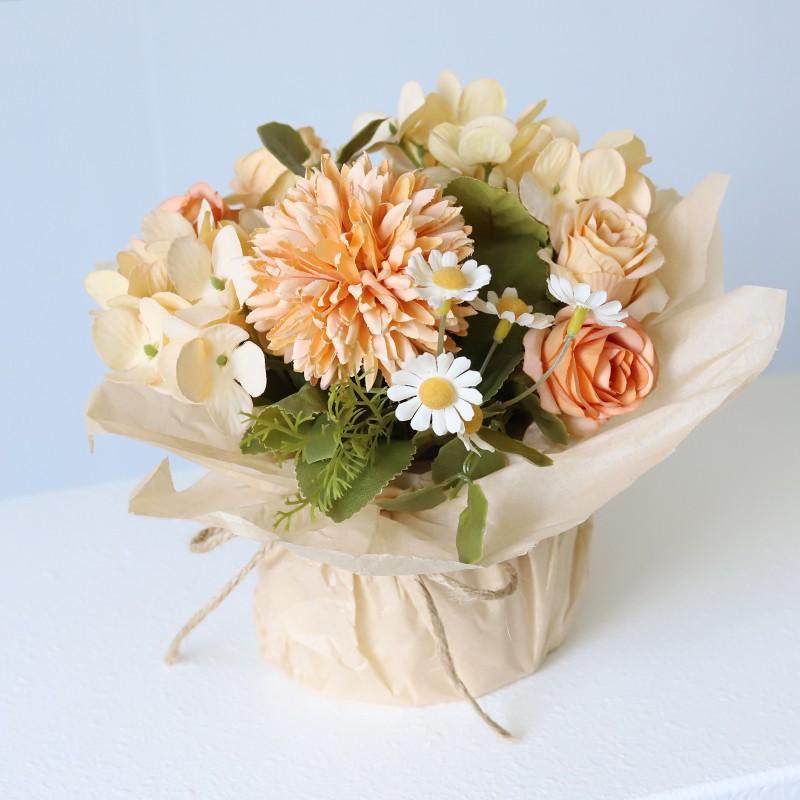 Faux Flower Autumn Color, Retro Small Bouquet, 7-pronged Hydrangea Rose, Wedding Arch, Leading Flower Decoration, Artificial Chamomile
