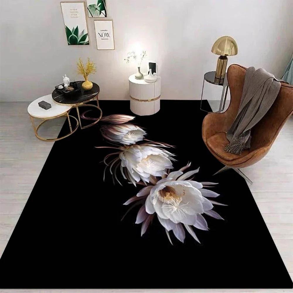 Flower Carpet Cartoon Living Room Bedroom Kitchen Sofa Table Balcony Rug Non-slip Washable Mat Exquisite Home Ornaments