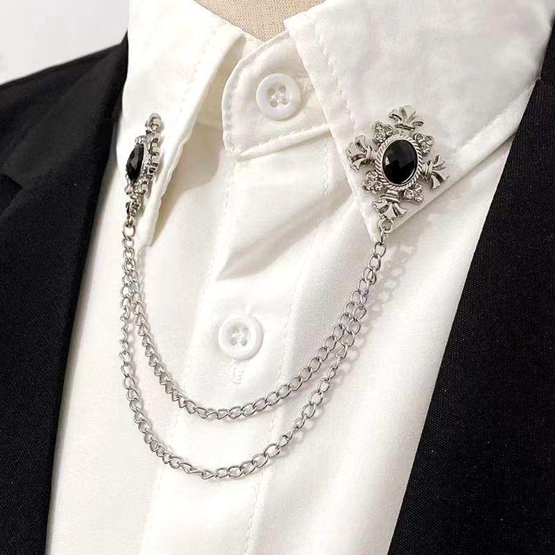 Luxe Honderd Torens Kraagketting Pak Overhemd Accessoires Kruis Strass Broche