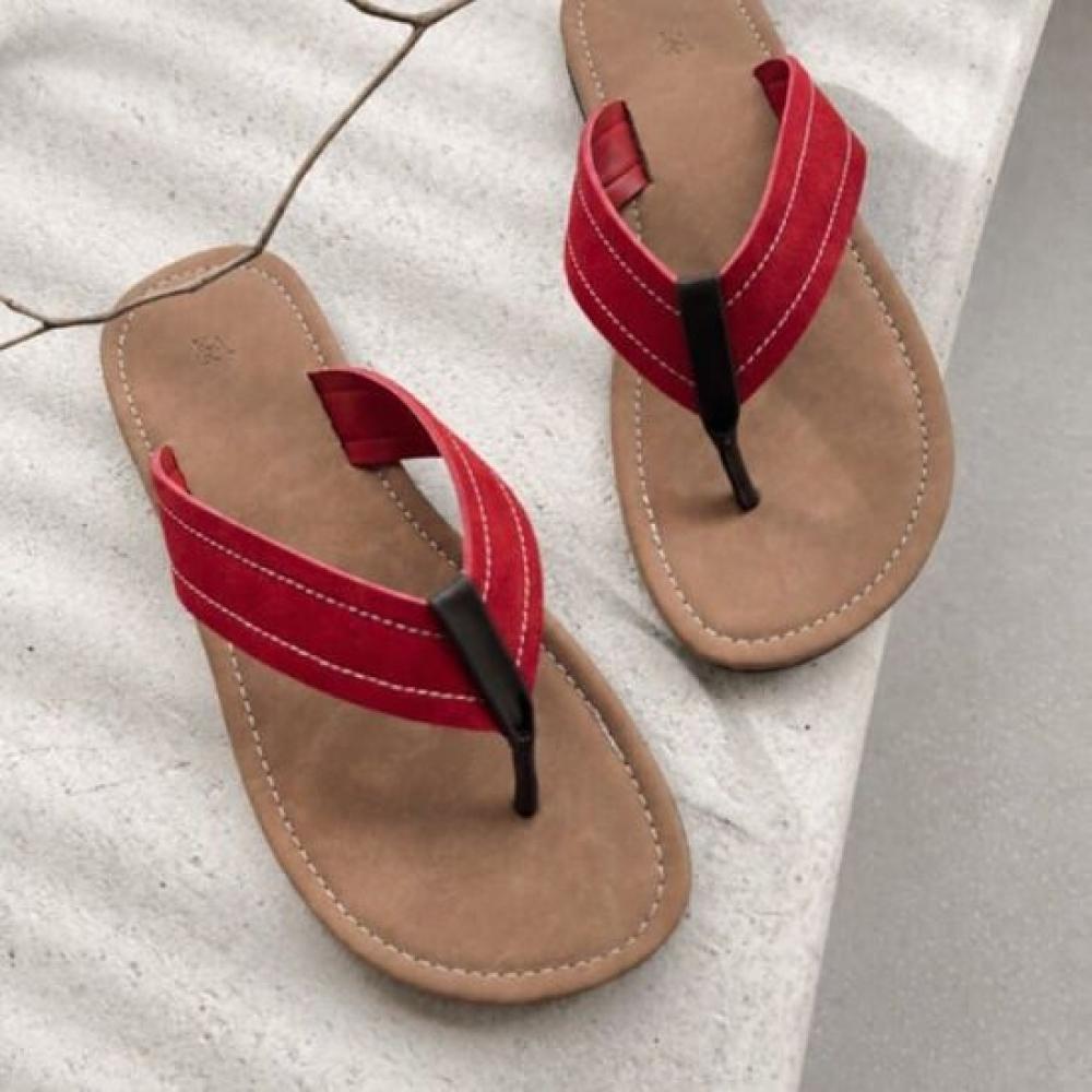 Melting Brown Women Suede Strap Daily Flip Flop 3color