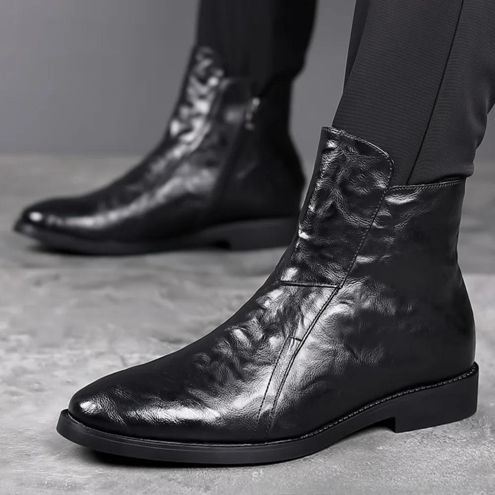 

Мужские ботинки большого размера, мужские ботинки челси, мужские туфли средней длины, модные хлопковые утепленные деловые кожаные туфли для мужчин Botas 44